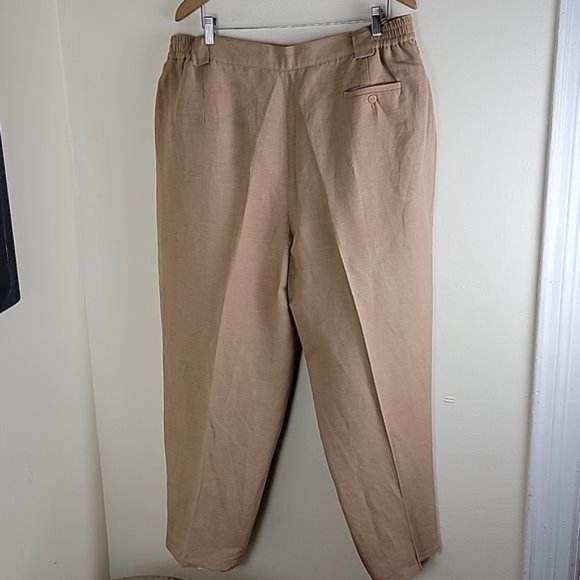 Giorgio Sant' Angelo Women's Linen Blend Trouser Tapered color Tan Plus size 22 - Picture 7 of 8